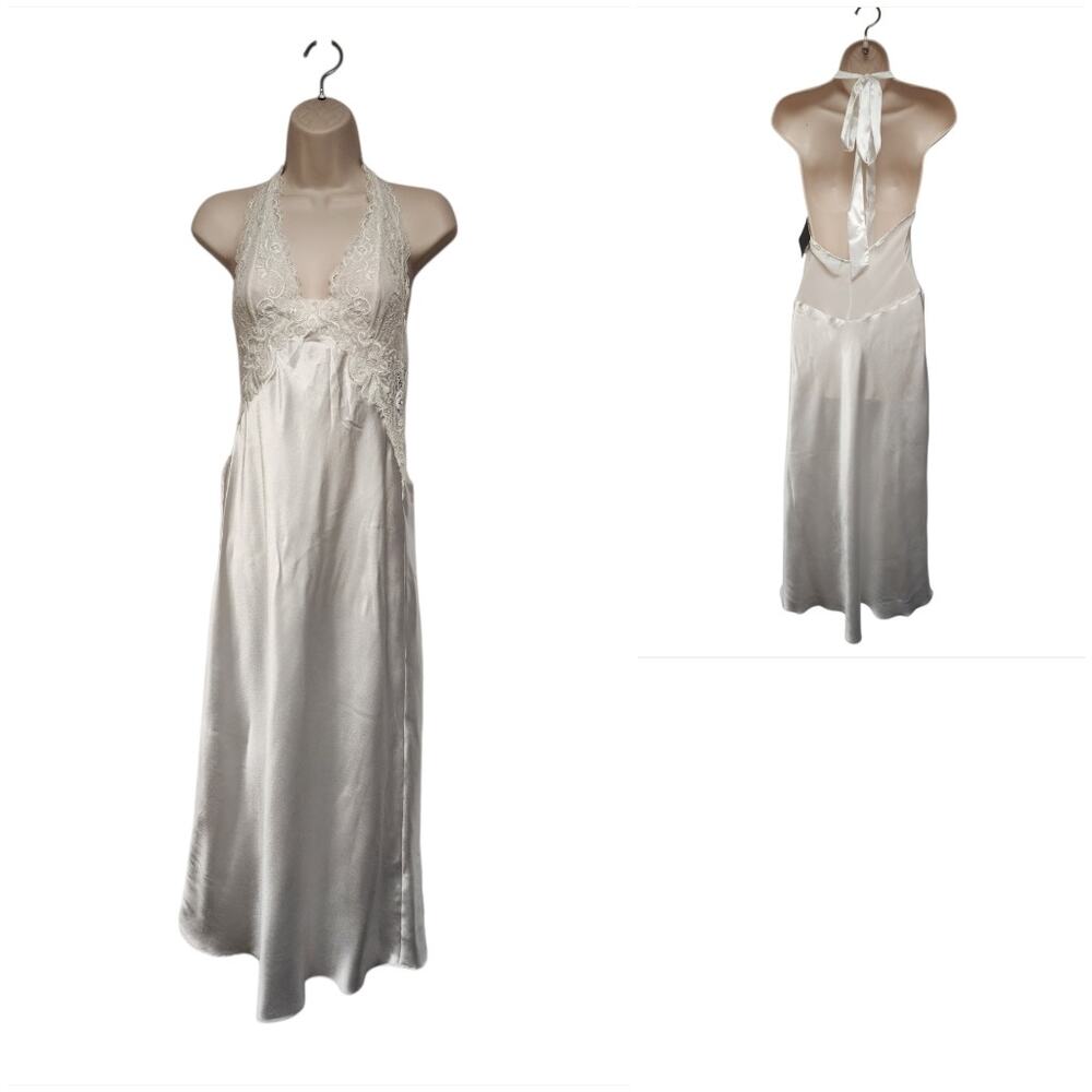 Seductive Wear By Cinema Etoille Vtg Winter White Womens Satin Sleepwear Size Sm